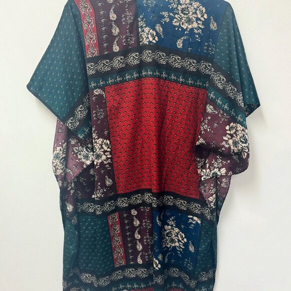 FREE PEOPLE Mon Cheri Silky Patchwork Kimono- One Size - Picture 3 of 4